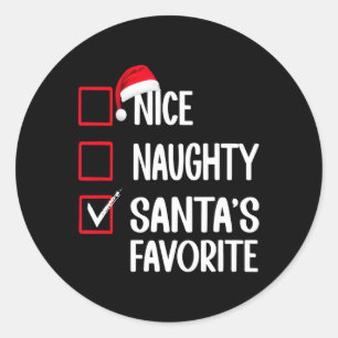 Leuke Naughty Santa's Favoriete Kerstman Ronde Sticker