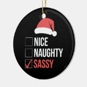 Leuke Naughty Sassy kerstlijst Keramisch Ornament (Links)