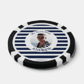 Leuke nautisch blauw gestreepte gepersonaliseerde poker chips (Enkel)