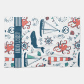 Leuke nautische patroon witte achtergrond theedoek (Horizontaal)