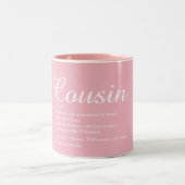 Leuke neef definitie Elegant script Girly Pink Tweekleurige Koffiemok (Center)