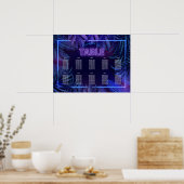 Leuke Neon Glow Verjaardag Downloadbare Zitting Gr Poster (Keuken)