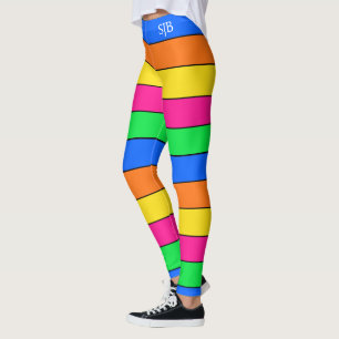 LEUKE NEON KLEUR FLUORESCERENDE STREEP PATROON MON LEGGINGS