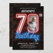 Leuke Neon Retro 70e Verjaardagsfeestuitnodiging Kaart (Voorkant / Achterkant)