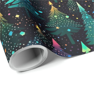 Leuke Neon Schattigee kerstboom Cadeaupapier