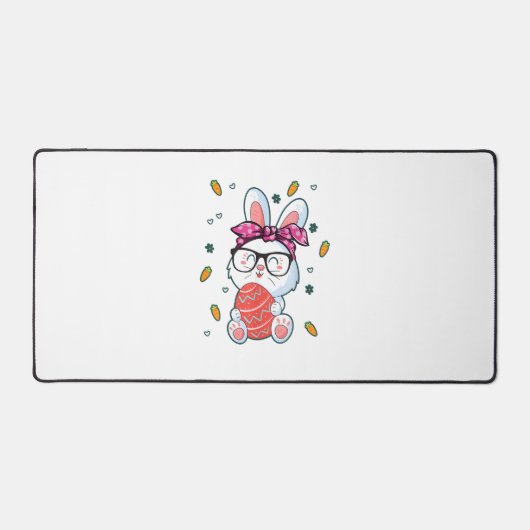 Leuke Nerd Paasdag Konijntje Grappig Konijn Graphi Bureaumat (Voorkant)