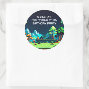 Leuke nieuwigheid computerspel verjaardagsfeestje ronde sticker