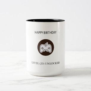 Leuke Niveau Ontgrendelde Video Gamer Verjaardag  Tweekleurige Koffiemok