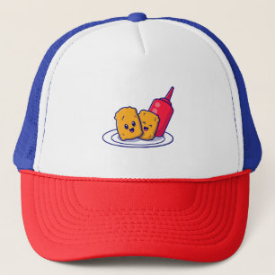Leuke nuggets glimlach met saus Cartoon Trucker Pet