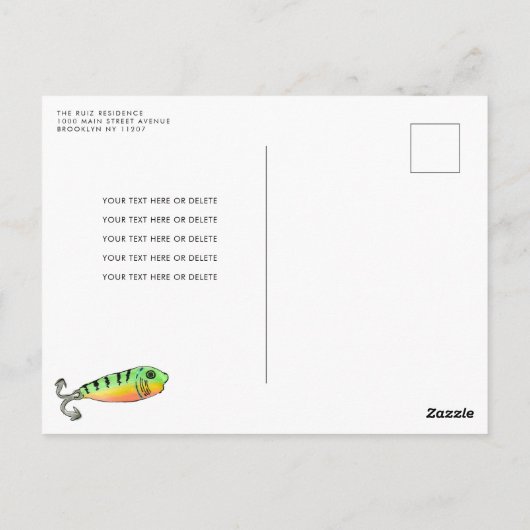 Leuke O-Fish-al Reel Fun Gone Fish Viste Verjaarda Briefkaart (Achterkant)