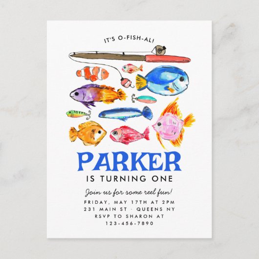 Leuke O-Fish-al Reel Fun Gone Fish Viste Verjaarda Briefkaart (Voorkant)