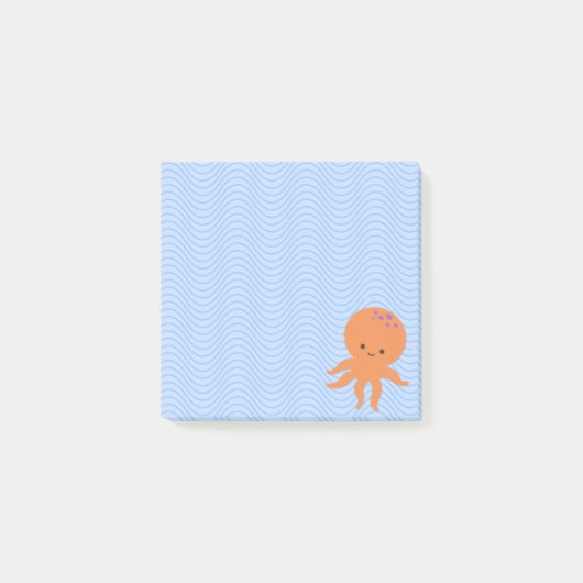 Leuke Octopus Cartoon Blauwe Waves Custom Post-it® Notes (Voorkant)