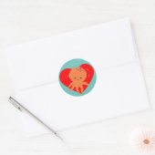 Leuke octopus Cartoon rood hart Ronde Sticker (Envelop)