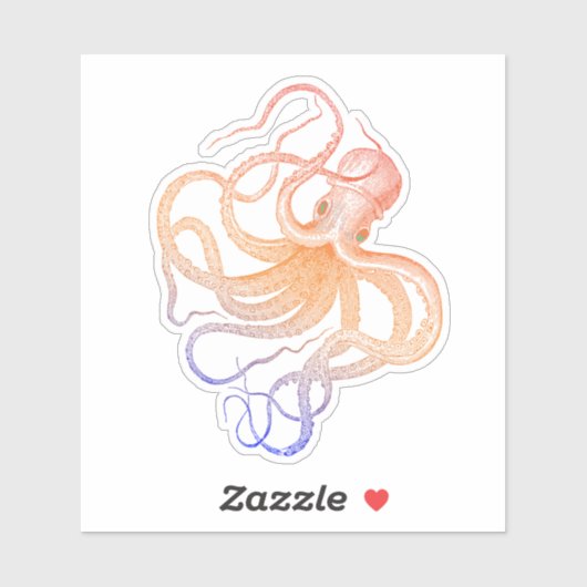 Leuke octopus  illustratie sticker (Vel)