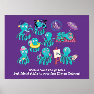 Leuke OCTOPUS Vriendschap Gift - BFF Sticks to Fac Poster