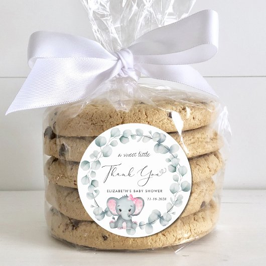 Leuke Olifant Baby Meisje Douche Dank u Ronde Sticker