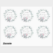 Leuke Olifant Baby Meisje Douche Dank u Ronde Sticker (Vel)