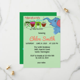 Leuke olifant baby shower uitnodiging