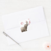 Leuke olifant blazen roze bubbels vierkante sticker (Envelop)
