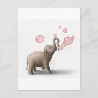 leuke olifant die roze bellen blazen briefkaart