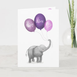 Leuke olifant nieuwe baby gepersonaliseerde kaart 