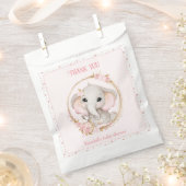 Leuke Olifant Roze Bloemen Baby shower Favor Bag Bedankzakje (Geknipt)