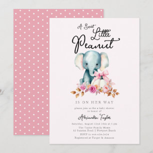 Leuke Olifant Roze Pompoen Herfst Meisje Baby show Kaart