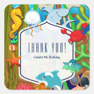 Leuke onder de zee kids verjaardagsfeestje favorie vierkante sticker