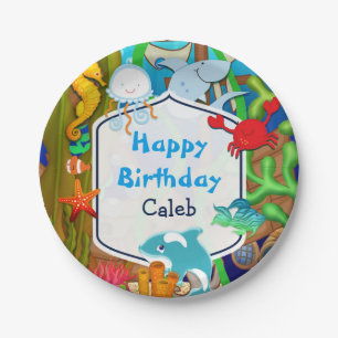 Leuke onderzee kids verjaardagsfeestje papieren bordje
