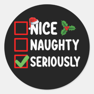 Leuke Ondeugend Serieus Kerstman Kerstlijst Ronde Sticker