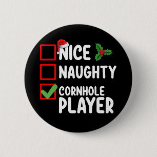 Leuke Ondeugende Cornhole Speler Kerstlijst Ronde Button 5,7 Cm