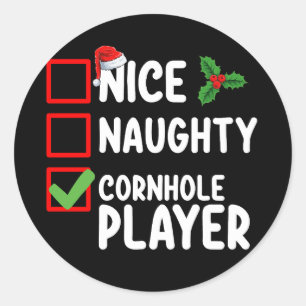 Leuke Ondeugende Cornhole Speler Kerstlijst Ronde Sticker
