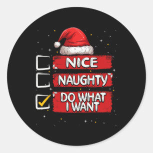 Leuke ondeugende doen wat ik wil Kerstlijst Santa  Ronde Sticker