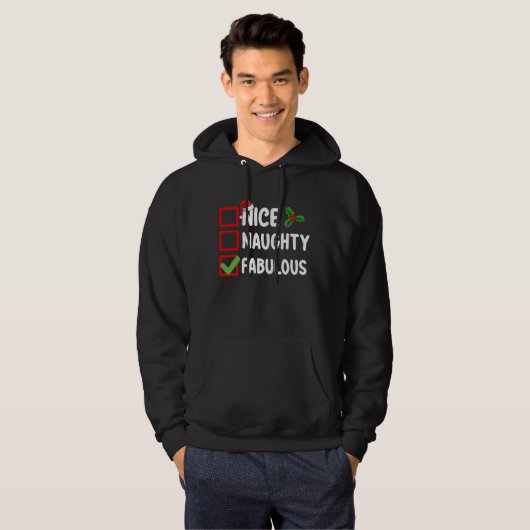 Leuke Ondeugende Fabulous Grappige Kerstman Lijst Hoodie (Voorkant volledig)