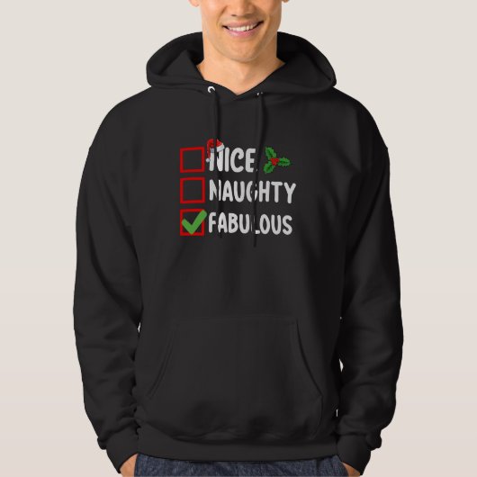 Leuke Ondeugende Fabulous Grappige Kerstman Lijst Hoodie (Voorkant)