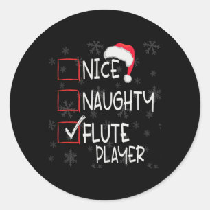 Leuke Ondeugende Fluit Speler Lijst Kerstmis Santa Ronde Sticker