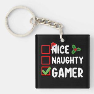 Leuke Ondeugende Gamer Kerstlijst Gaming Santa Sleutelhanger