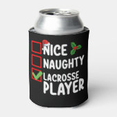 Leuke Ondeugende Lacrosse Speler Kerstlijst Blikjeskoeler (Blikje Voorkant)