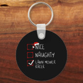 Leuke Ondeugende Lawn Mower Racer Lijst Kerstman Sleutelhanger (Voorkant)