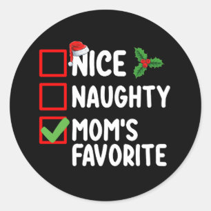 Leuke Ondeugende Moeder's Favoriete Kerstlijst Fam Ronde Sticker
