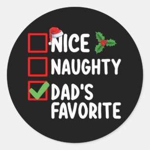 Leuke ondeugende papa's favoriete kerstlijst famil ronde sticker