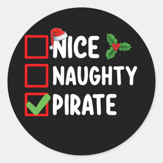 Leuke Ondeugende Pirate Familie Matching Kerstlijs Ronde Sticker (Voorkant)