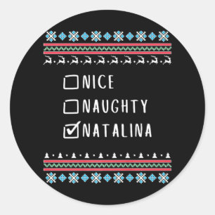 Leuke ondeugende roodharige kerstlijst Sinterklaas Ronde Sticker