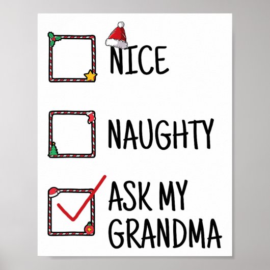 Leuke ondeugende vraag mijn oma Grappige kerst Kin Poster (Voorkant)