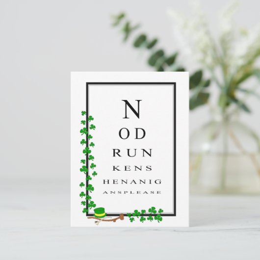 Leuke oogtest geen dronken shenanigans alsjeblieft briefkaart (Staand voorkant)