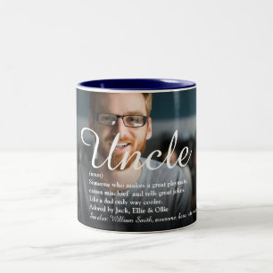 Leuke Oom, Funcle Definitie Modern Script Foto Tweekleurige Koffiemok