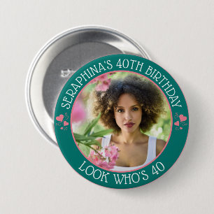 Leuke op maat gemaakte foto 40e verjaardagsfeest c ronde button 7,6 cm