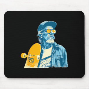 Leuke opa-skateboardkleuren grafisch muismat