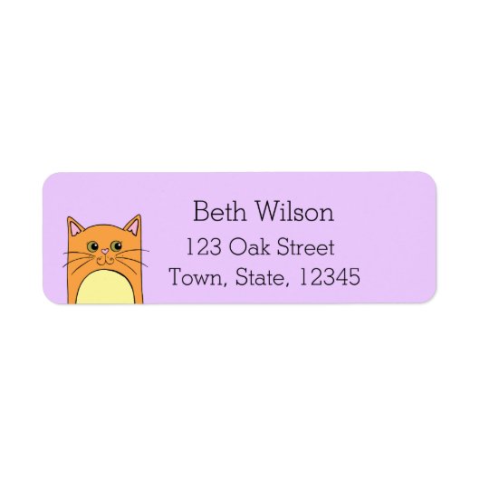 Leuke Oranje Cat Custom Adresetiketten Etiket (Voorkant)