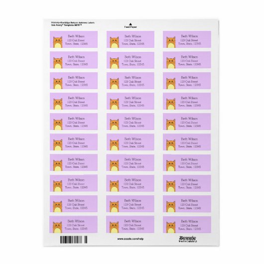 Leuke Oranje Cat Custom Adresetiketten Etiket (Full Sheet)